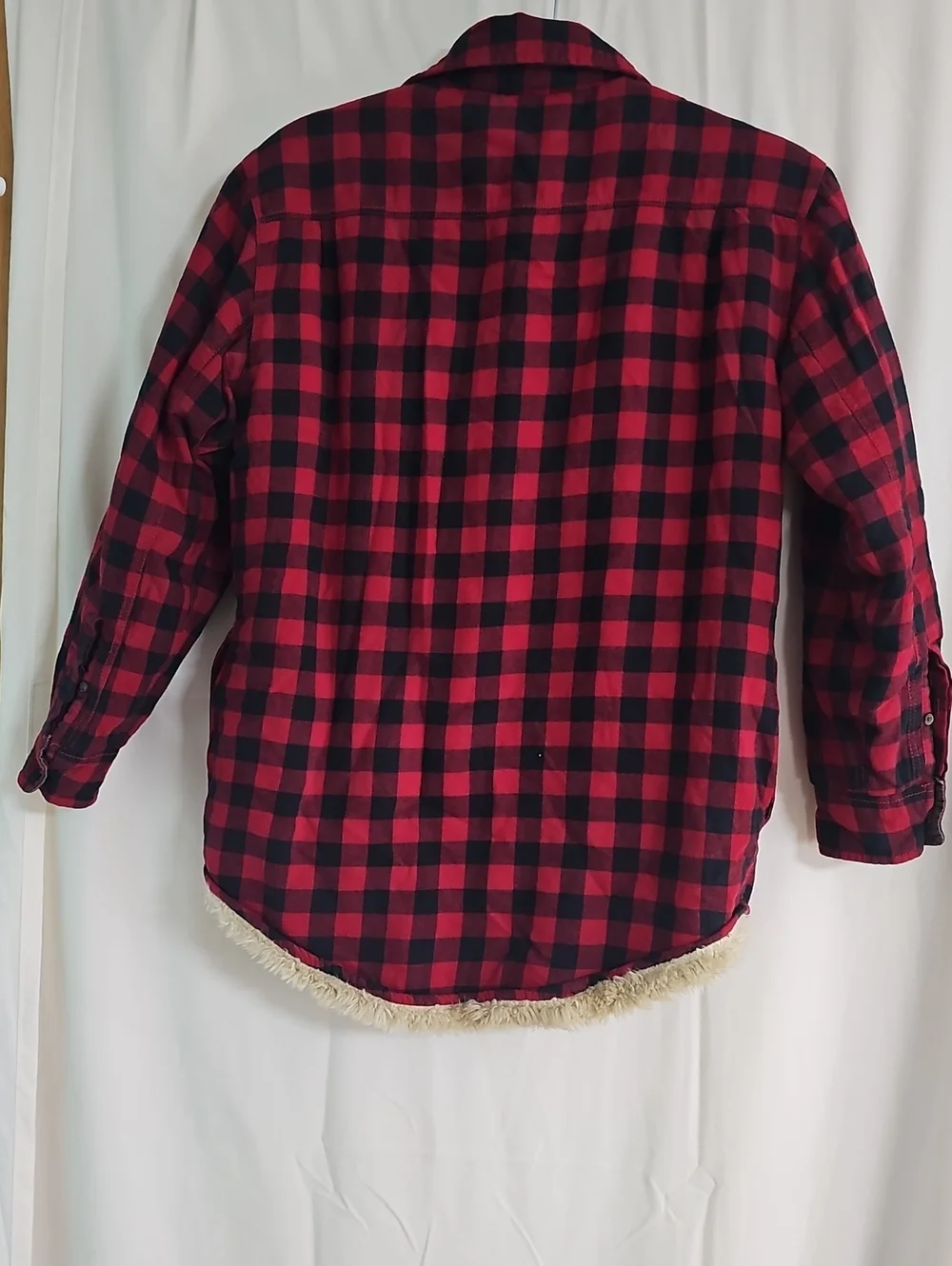 Gap Kids Red and Black Buffalo Plaid Sherpa-Lined Button-Down Jacket